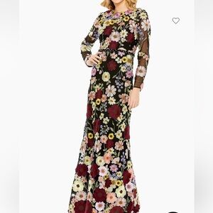 MAC DUGGAL EMBROIDERED APPLIQUE HIGH NECK TRUMPET NWT 🌺🌺🌺